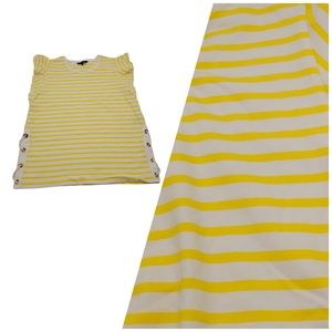 Lauren Ralph Lauren‎ Striped Cotton Flutter-Sleeve T-Shirt Womens Sz L